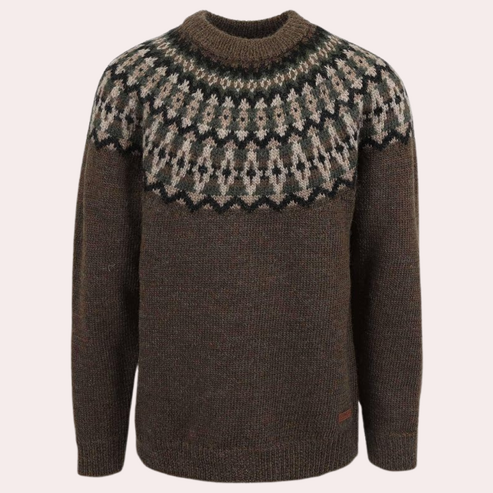 Gezellige Gebreide Trui Met Retro Patroon Design