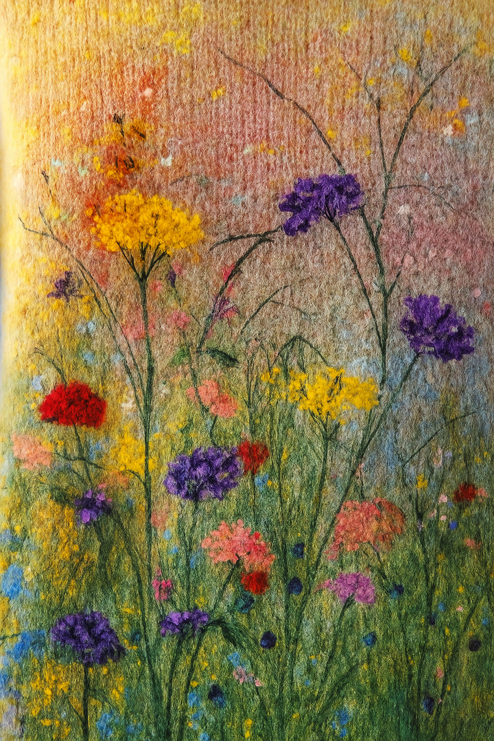 Hadrige - Gezellige trui met olieverfschilderij van bloemen