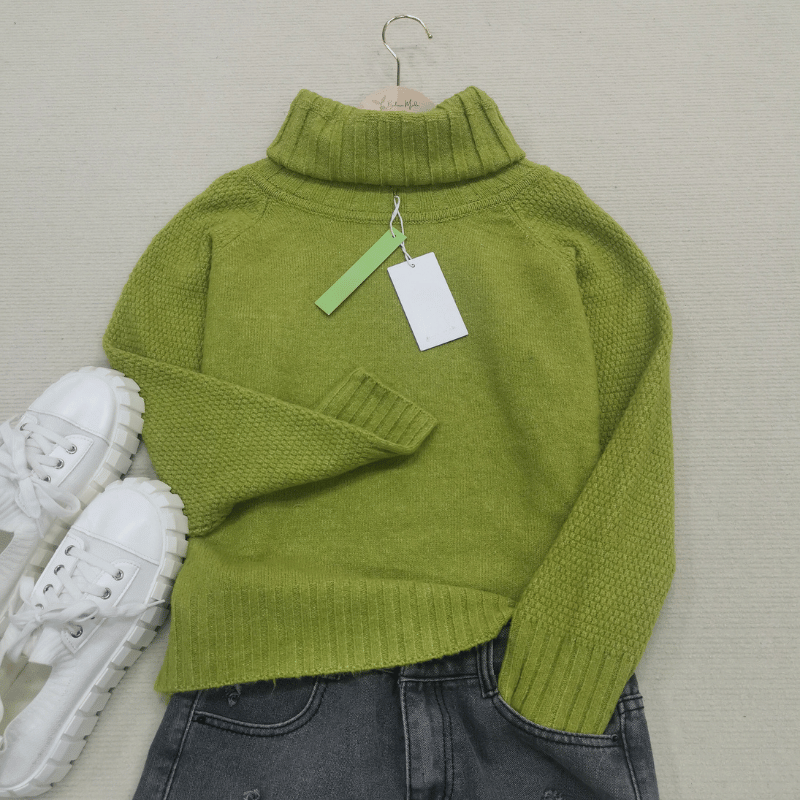 Harlott - Grasgroene oversized gebreide coltrui