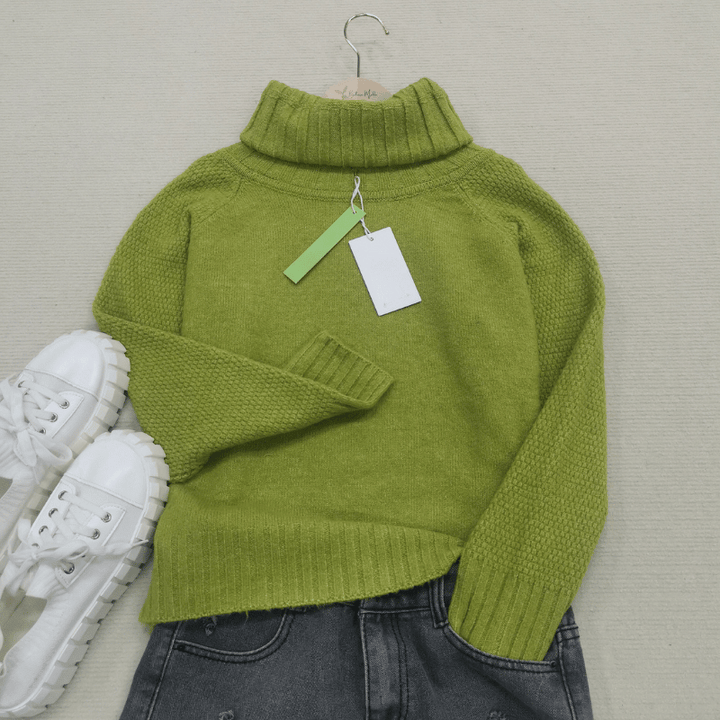 Harlott - Grasgroene oversized gebreide coltrui