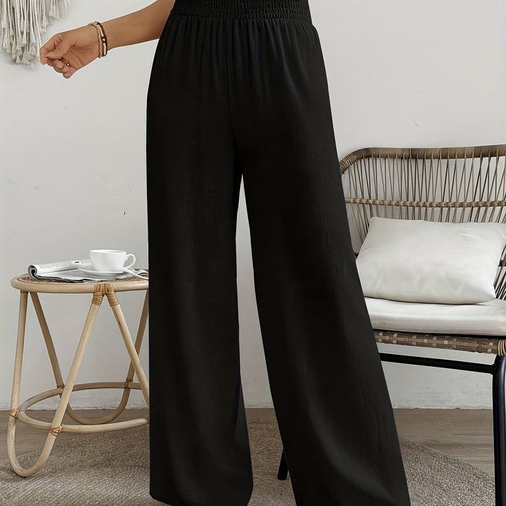 Hoge Taille Broek – Wijde Pijpen & Elastische Tailleband