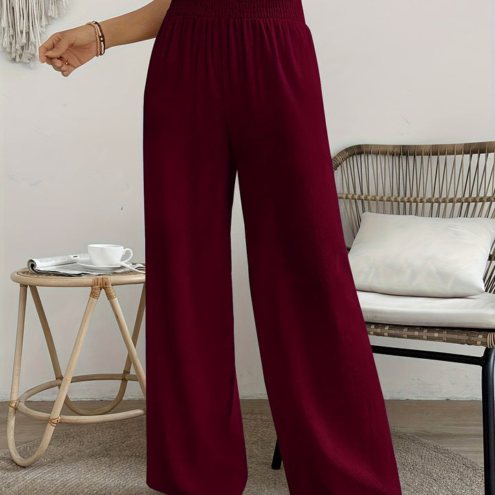 Hoge Taille Broek – Wijde Pijpen & Elastische Tailleband