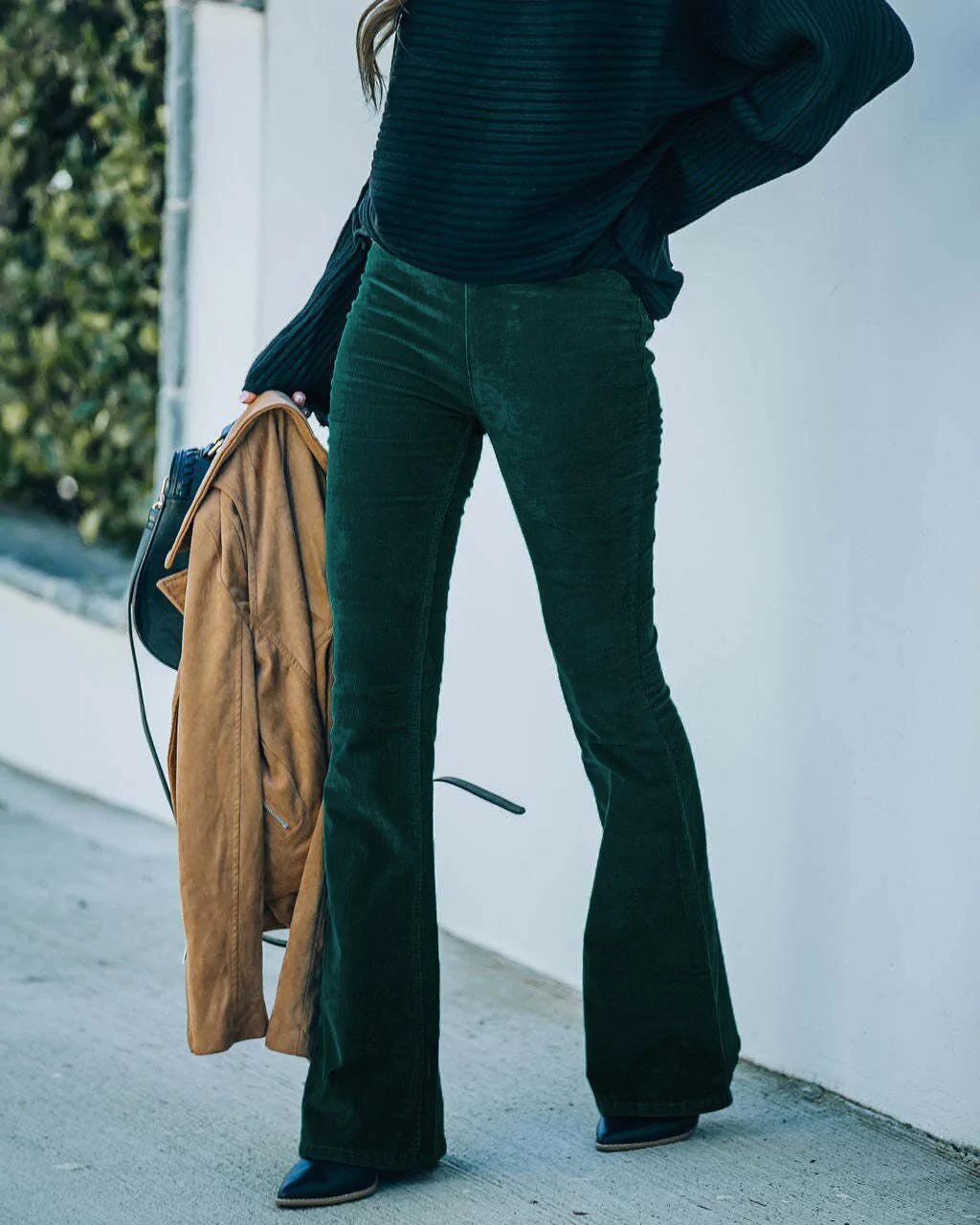 Hoge Taille Flare Broek - Corduroy Stofmix & Comfortabele Pasvorm