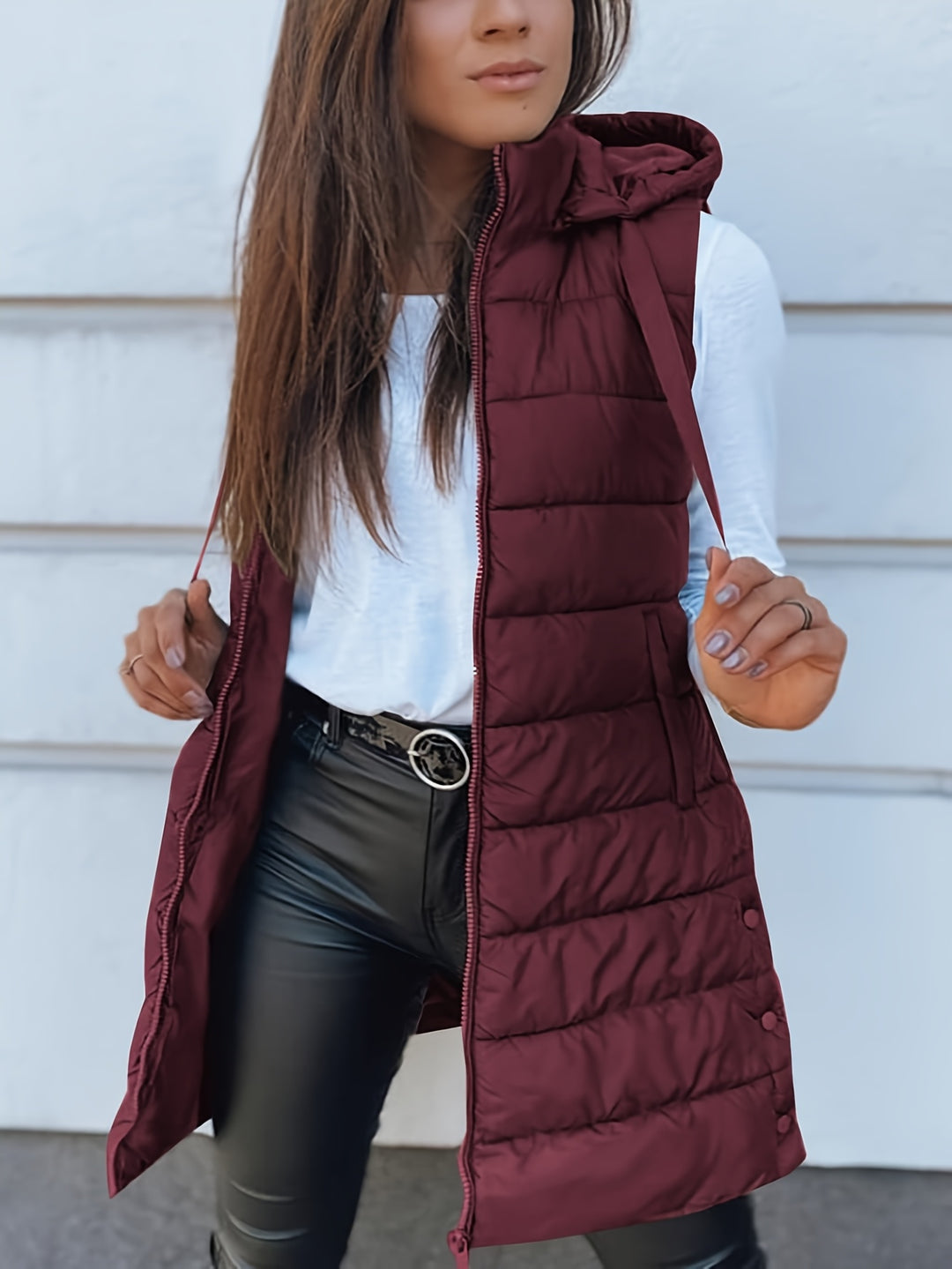 Hooded Vest - Effen Kleur Ontwerp & Licht Gewatteerd Voor Comfort
