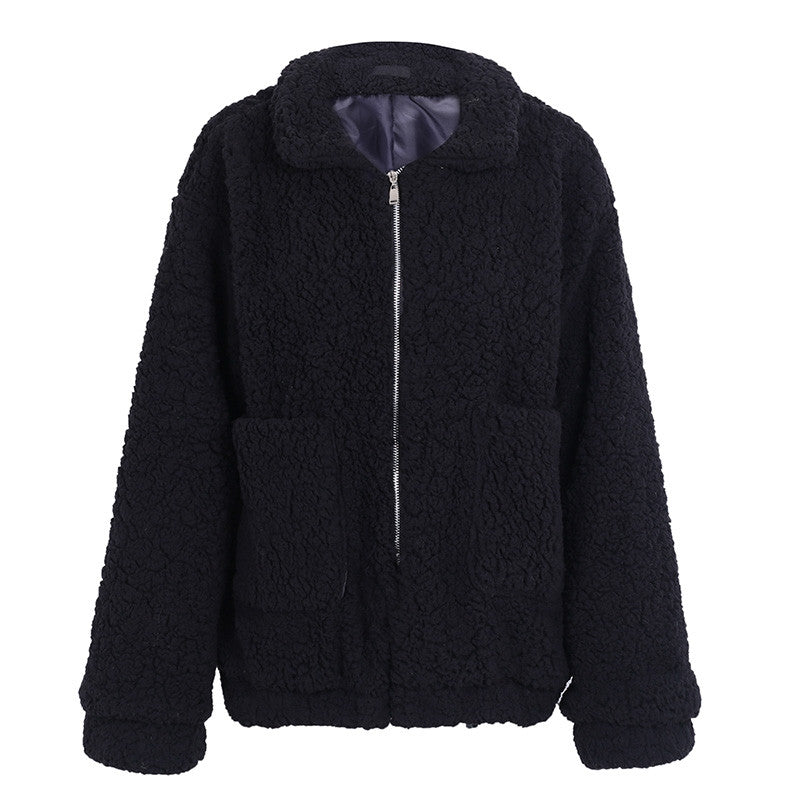 Imitatie Lamswol Jas - Oversized Vorm En Warme Isolatie