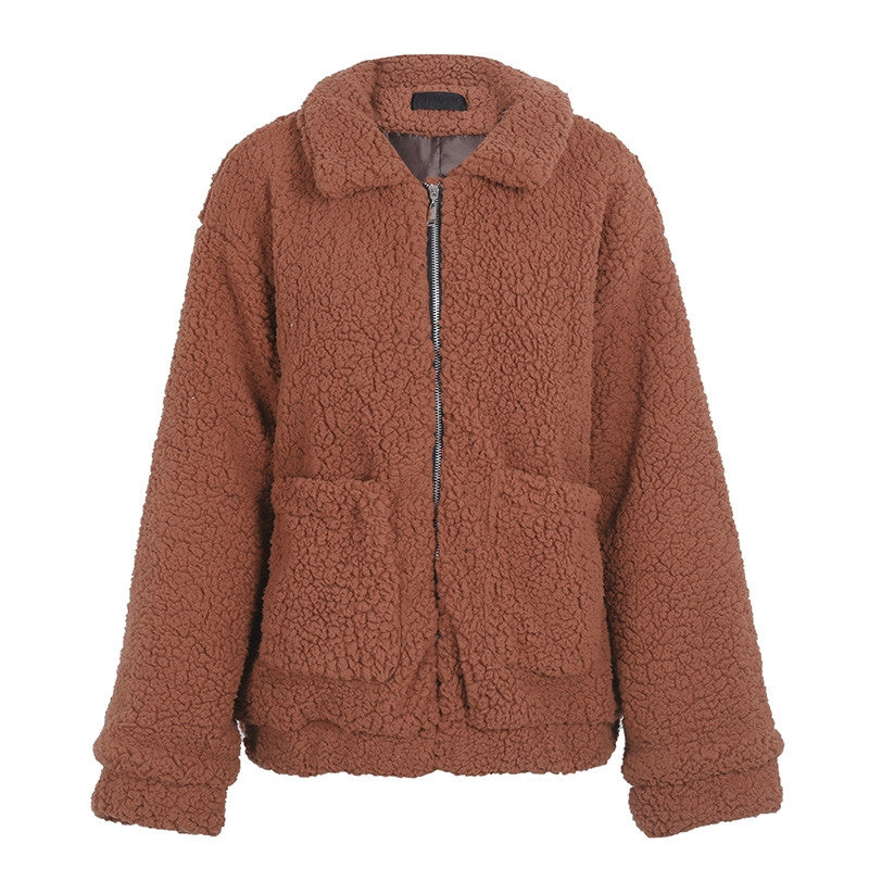 Imitatie Lamswol Jas - Oversized Vorm En Warme Isolatie