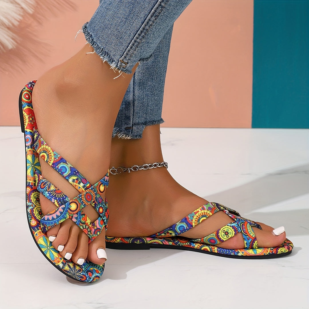 Instap Sandalen – Geometrische Print & Lichtgewicht Ademend Bovenwerk