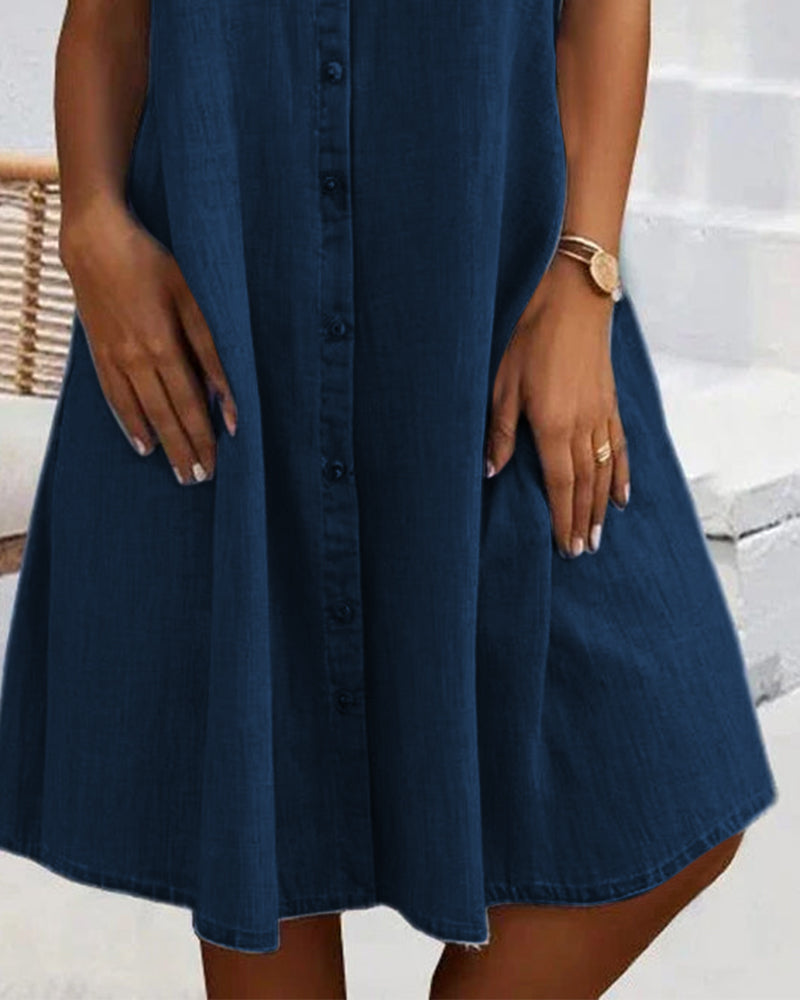 Jackie - midi-jurk met korte mouwen en knoopsluiting