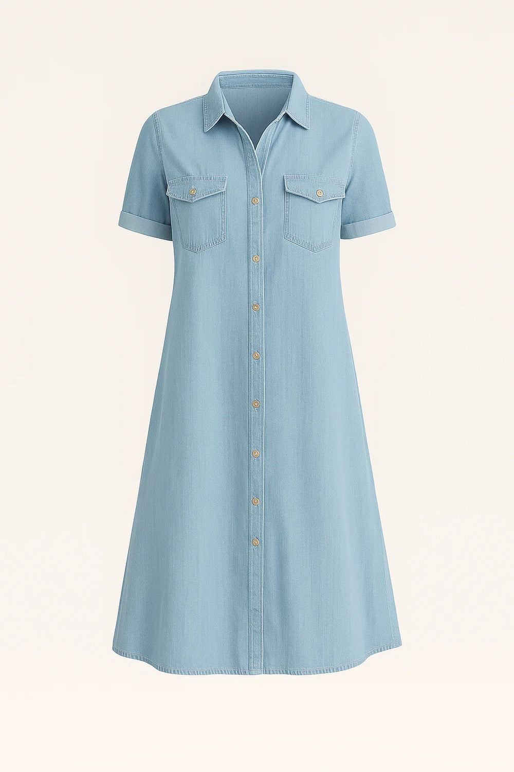 Jackie - midi-jurk met korte mouwen en knoopsluiting
