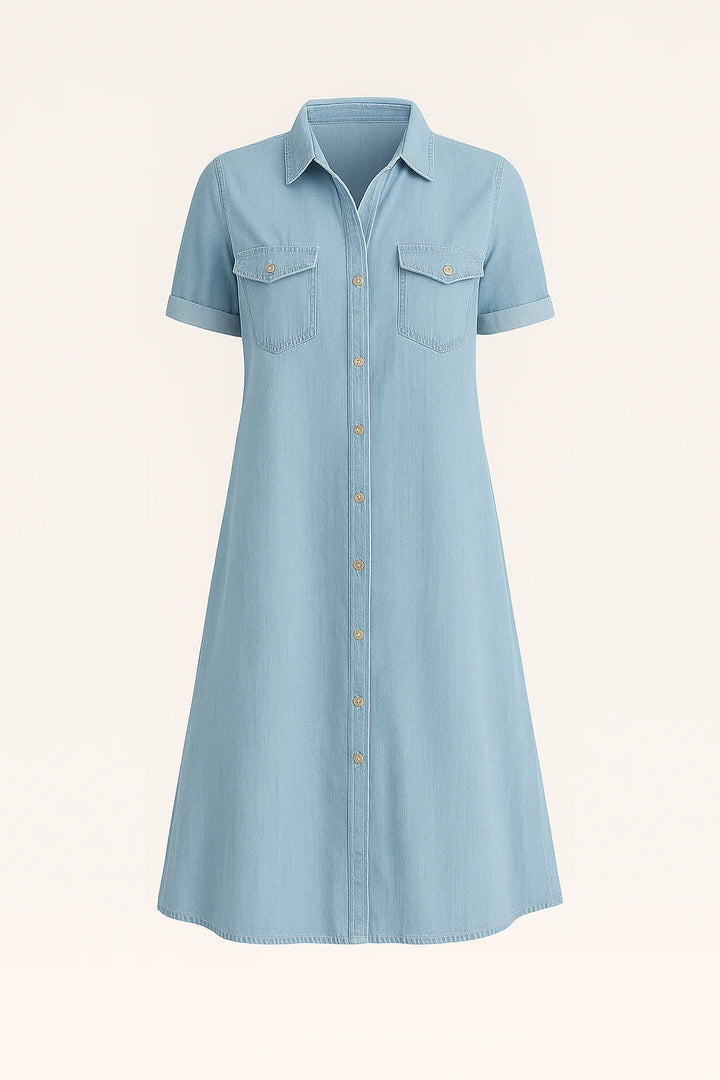 Jackie - midi-jurk met korte mouwen en knoopsluiting