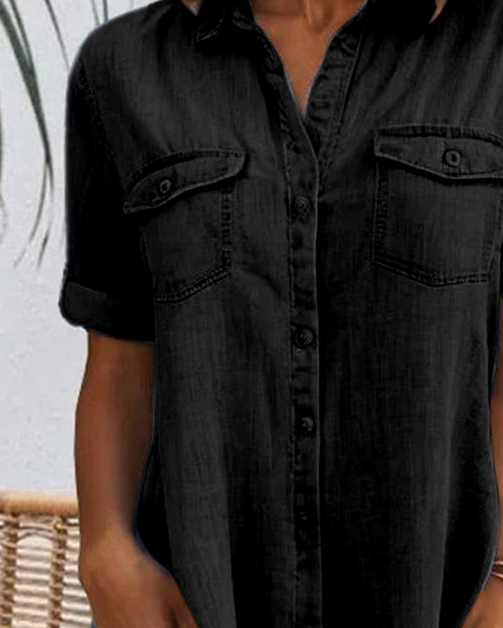 Jackie - midi-jurk met korte mouwen en knoopsluiting