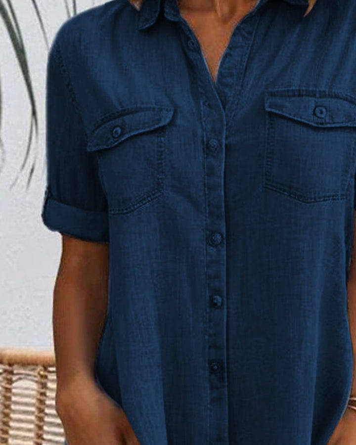 Jackie - midi-jurk met korte mouwen en knoopsluiting