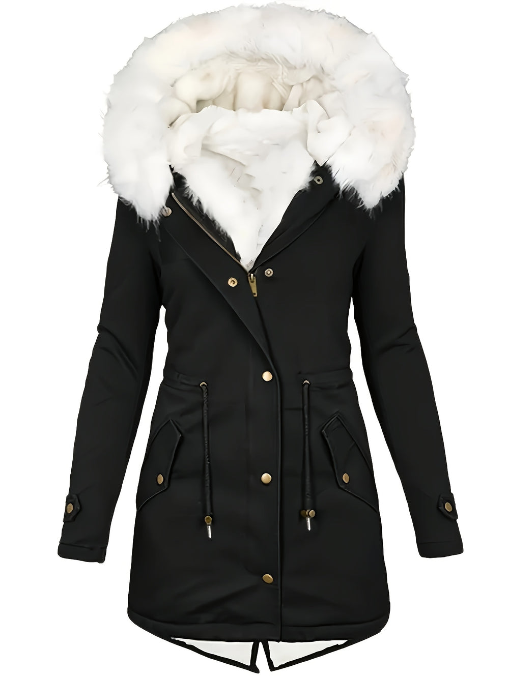 Jas – Fleece Gevoerd En Capuchon Met Trekkoord Taille