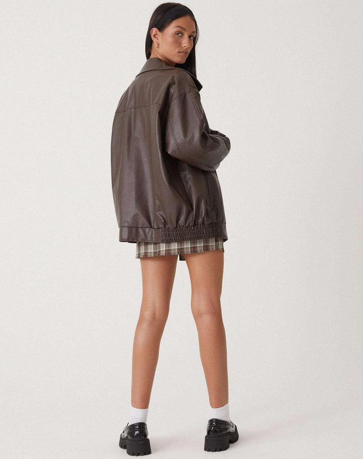 Jas - Oversized Imitatieleer Luchtige Pasvorm Met Voering