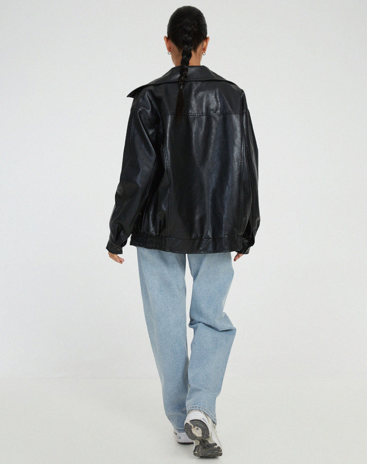 Jas - Oversized Imitatieleer Luchtige Pasvorm Met Voering