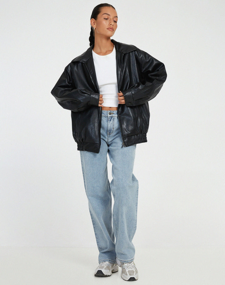 Jas - Oversized Imitatieleer Luchtige Pasvorm Met Voering