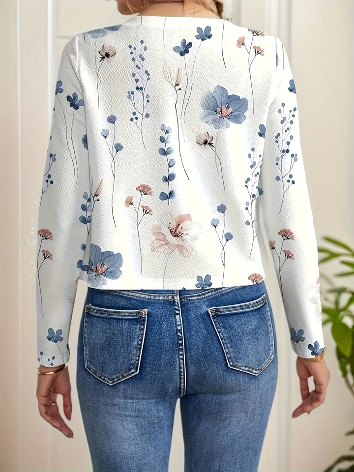 Jas met bloemenprint - Lange mouwen & ronde hals