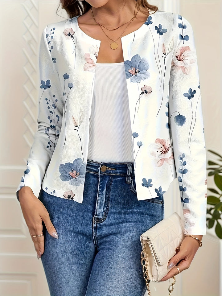 Jas met bloemenprint - Lange mouwen & ronde hals