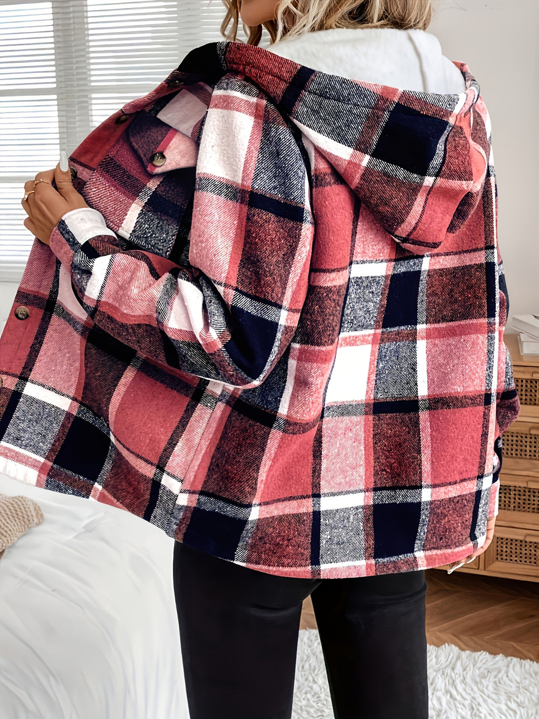 Jas met capuchon - geruit patroon & fleece voering voor warmte het hele seizoen