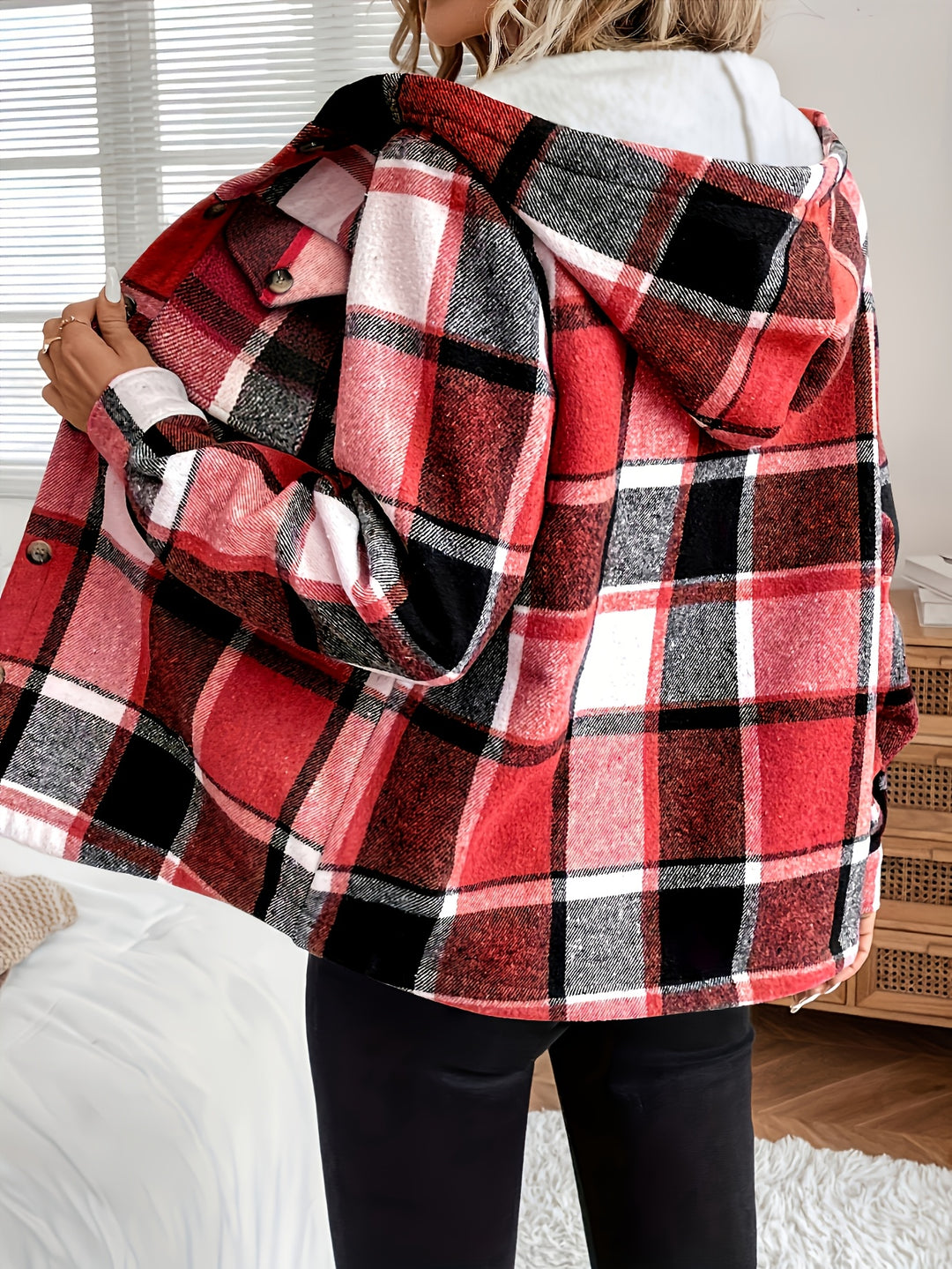 Jas met capuchon - geruit patroon & fleece voering voor warmte het hele seizoen