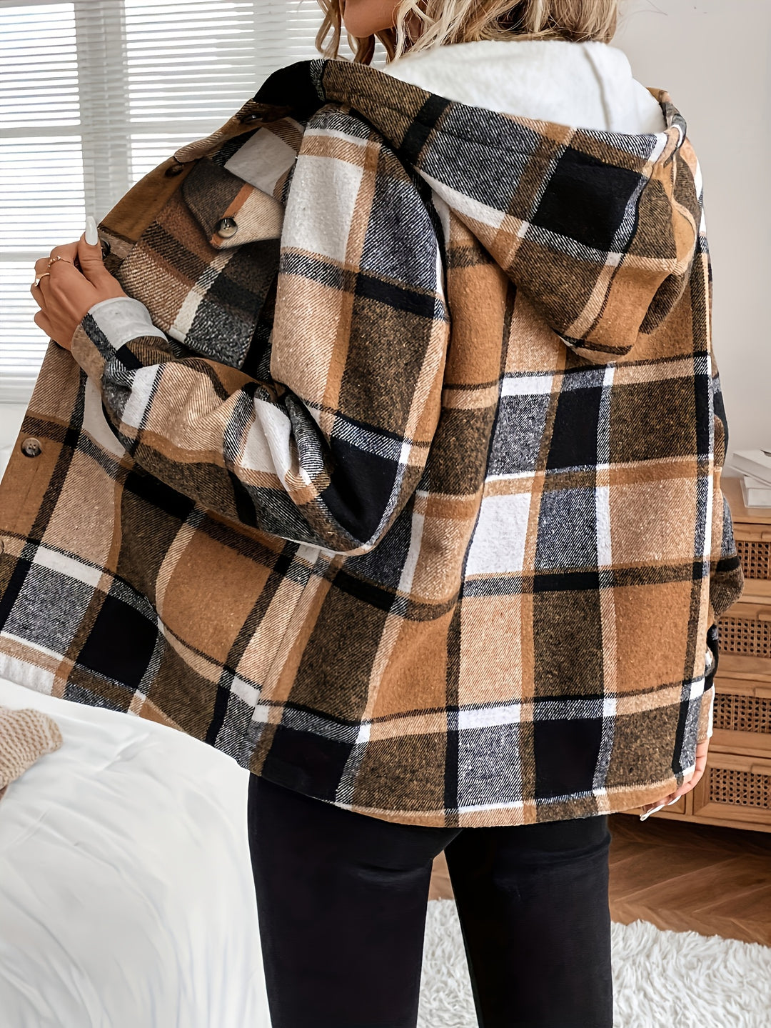 Jas met capuchon - geruit patroon & fleece voering voor warmte het hele seizoen