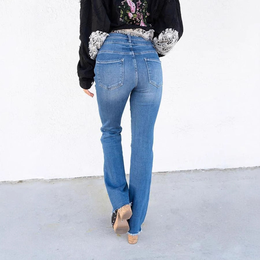 Jeans - Dubbele Knopen & Hoge Taille Ontwerp