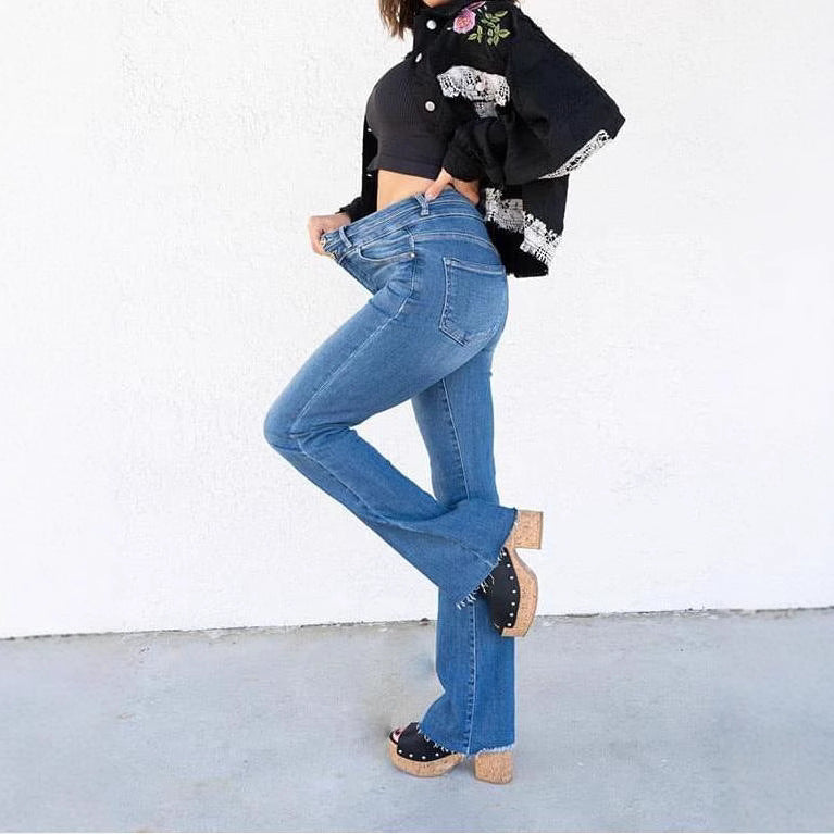 Jeans - Dubbele Knopen & Hoge Taille Ontwerp