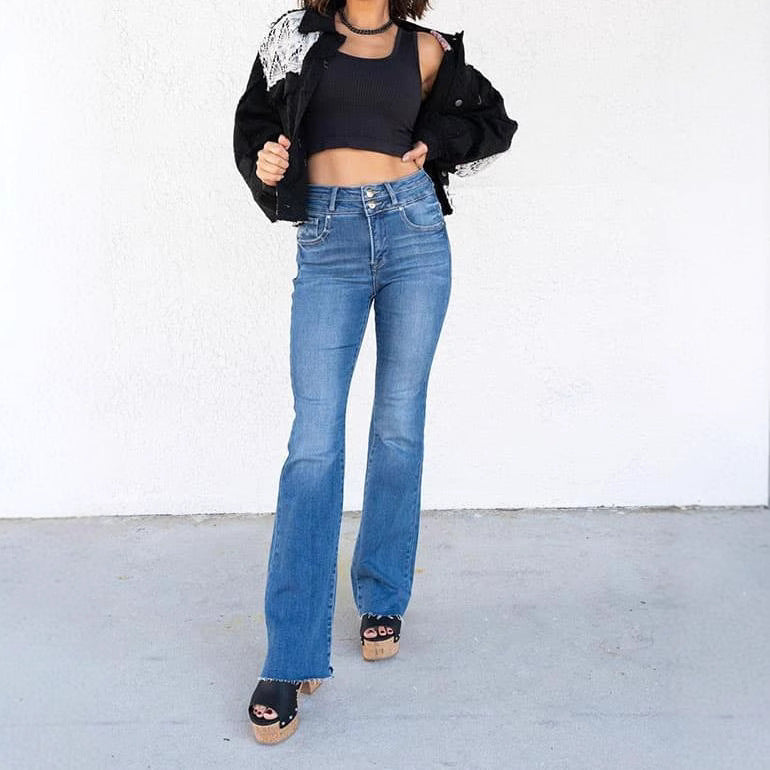 Jeans - Dubbele Knopen & Hoge Taille Ontwerp