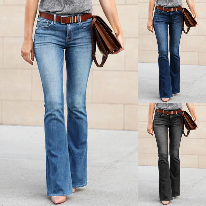 Jeans - Middelhoge Taille en Katoenmix Materiaal
