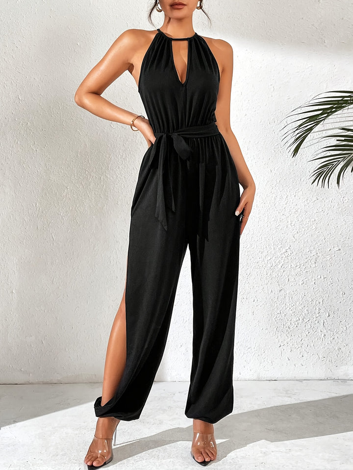 Jumpsuit - Diepe V-Hals & Hoge Split