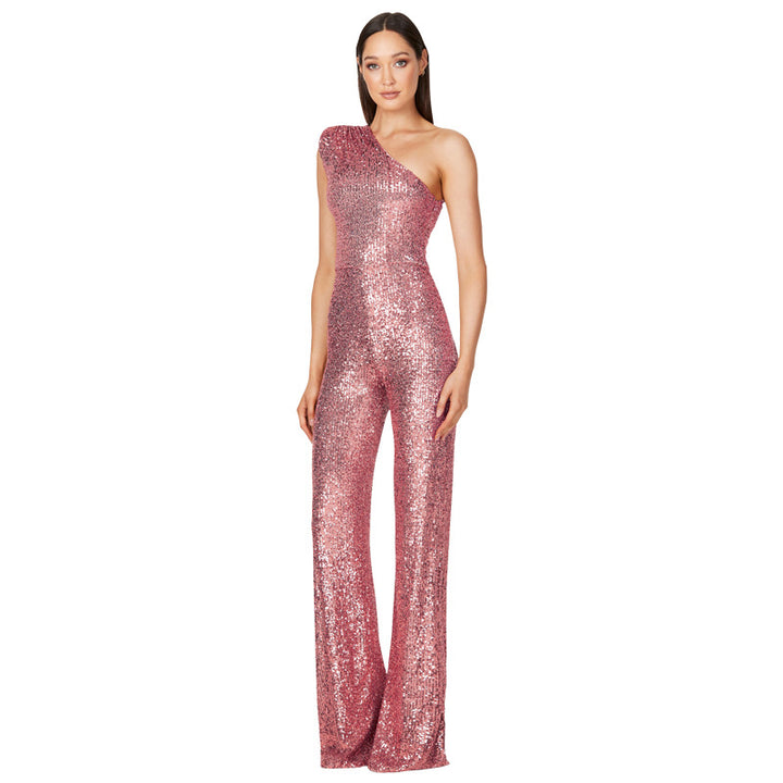 Jumpsuit – Een-schouder Ontwerp & Hoge Taille Met Sequins