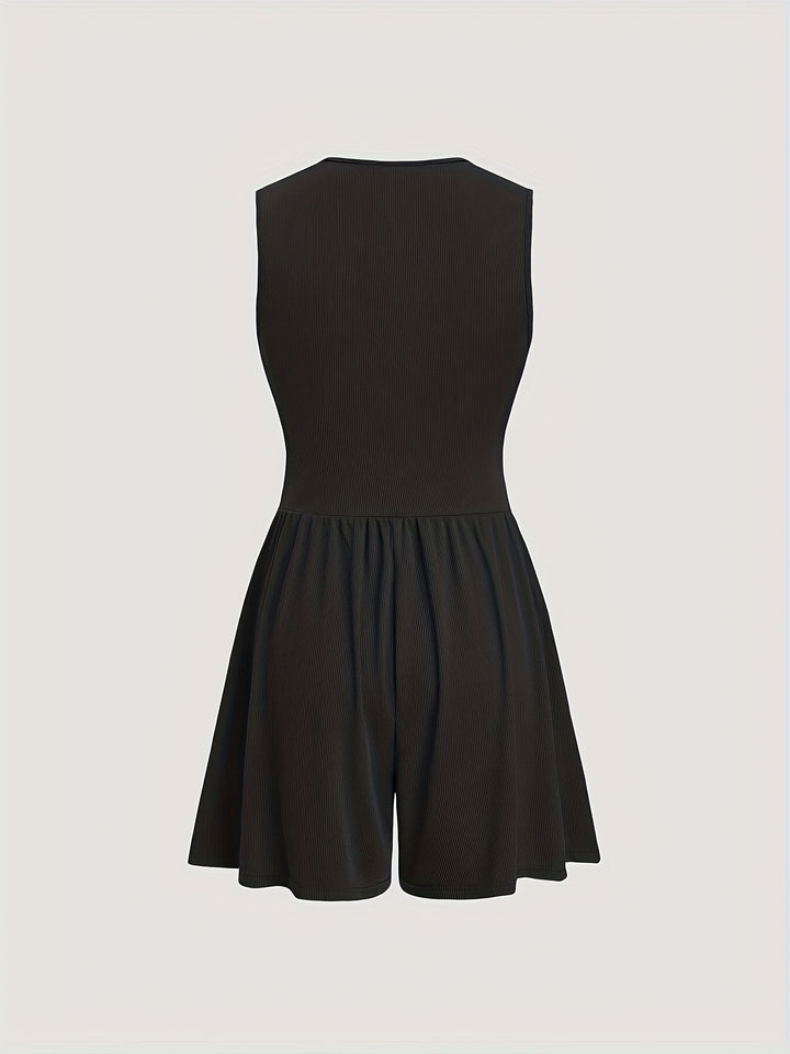 Jumpsuit – Geplooide Kraag & Wijde Pijpen Met Comfortabele Stretch