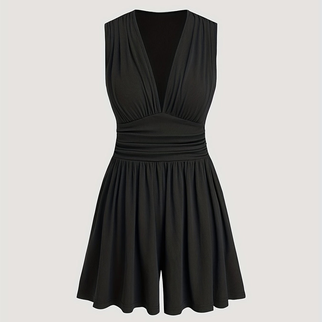 Jumpsuit – Geplooide Kraag & Wijde Pijpen Met Comfortabele Stretch