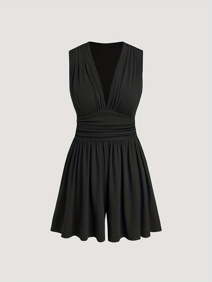 Jumpsuit – Geplooide Kraag & Wijde Pijpen Met Comfortabele Stretch