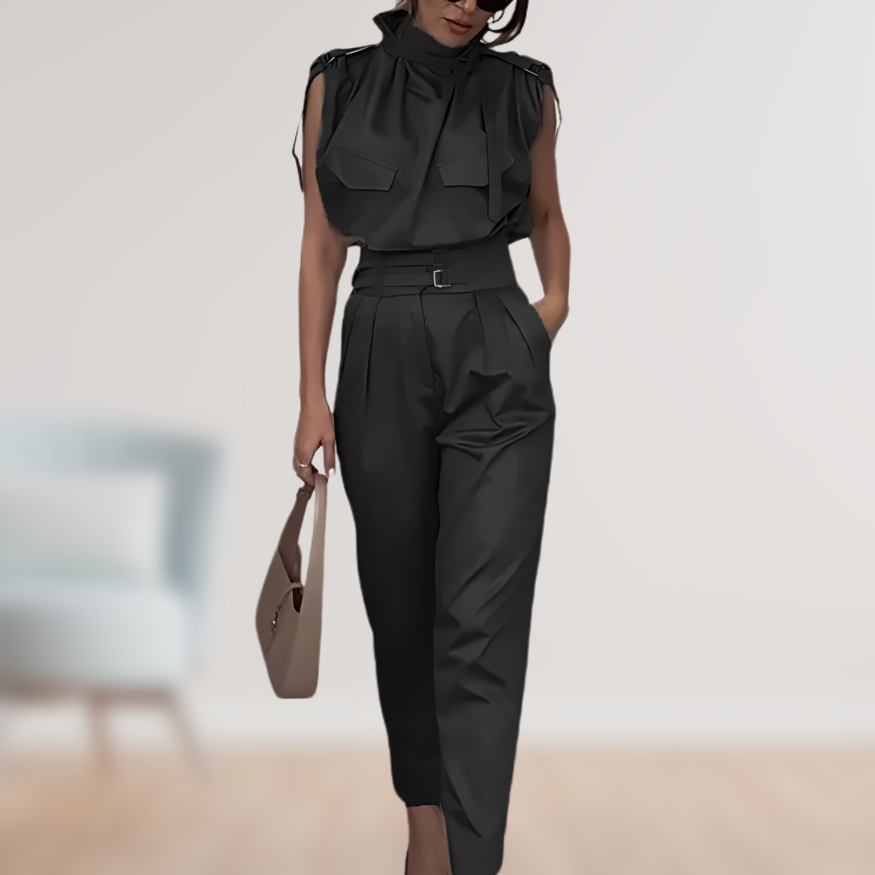 Jumpsuit – Mouwloos Met Hoge Taille & Ceintuur Vorm