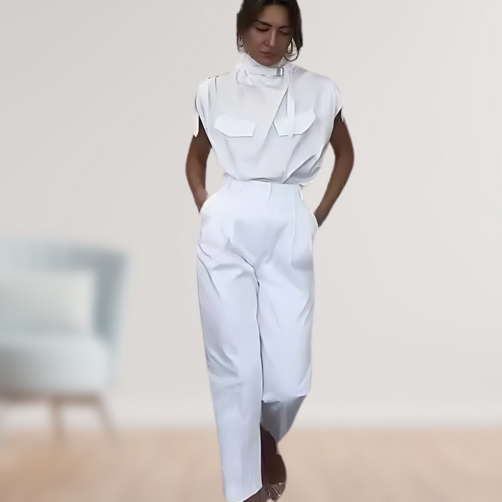 Jumpsuit – Mouwloos Met Hoge Taille & Ceintuur Vorm