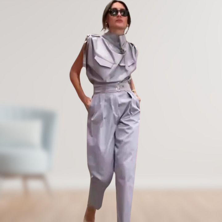 Jumpsuit – Mouwloos Met Hoge Taille & Ceintuur Vorm