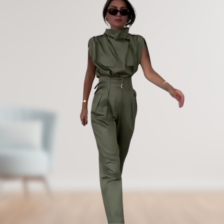 Jumpsuit – Mouwloos Met Hoge Taille & Ceintuur Vorm