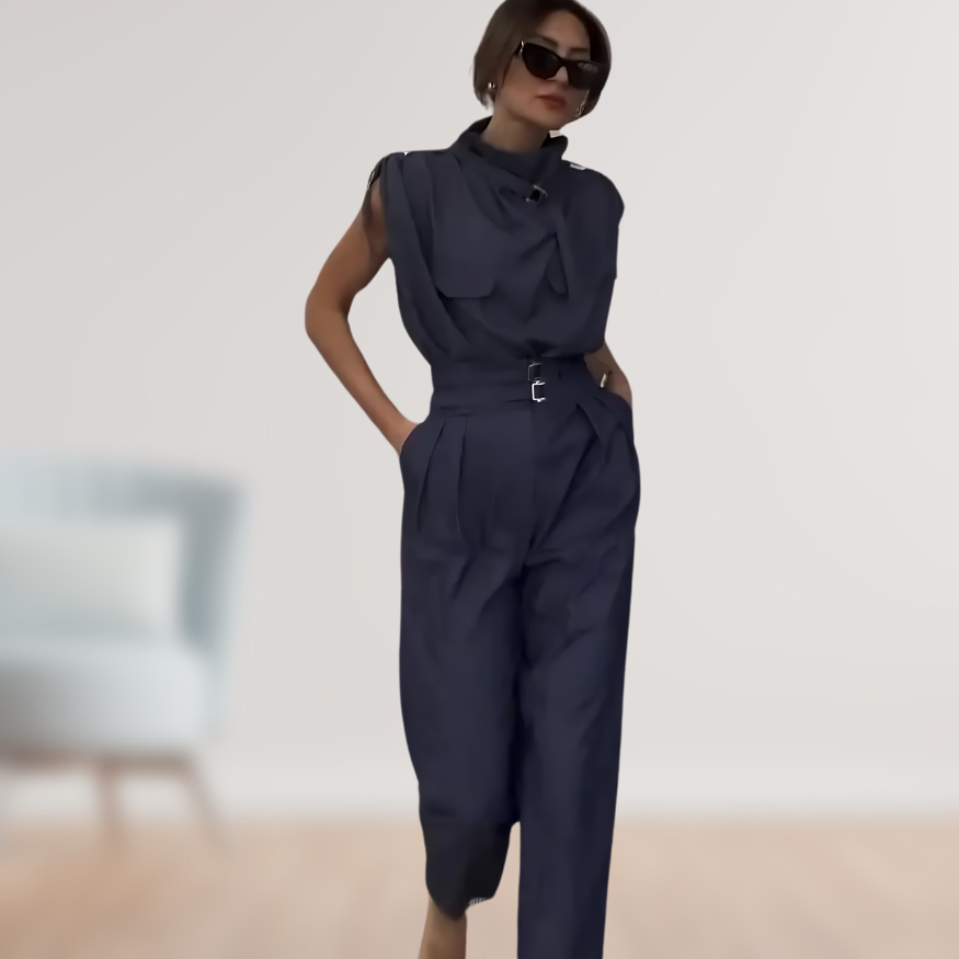 Jumpsuit – Mouwloos Met Hoge Taille & Ceintuur Vorm