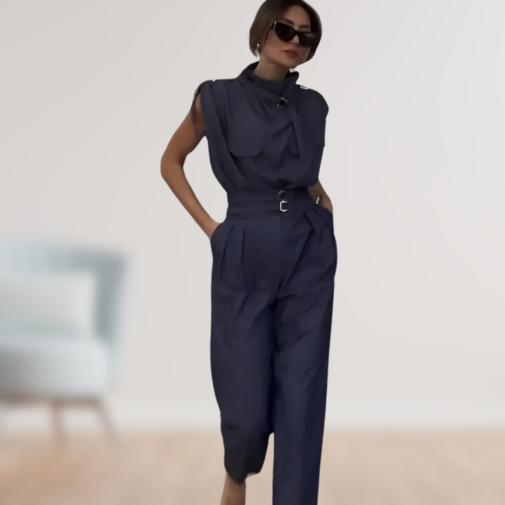 Jumpsuit – Mouwloos Met Hoge Taille & Ceintuur Vorm