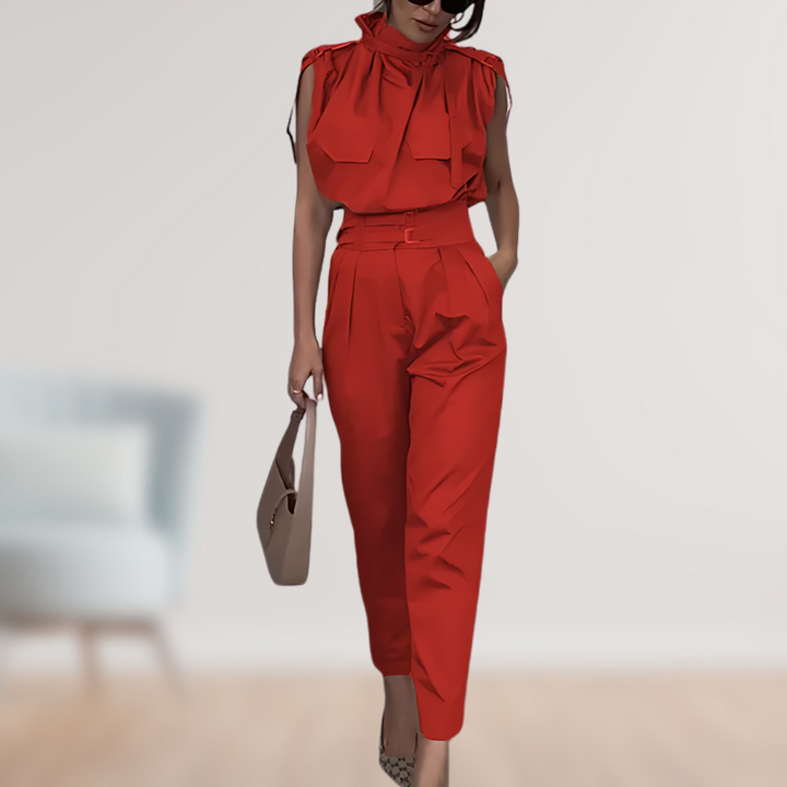 Jumpsuit – Mouwloos Met Hoge Taille & Ceintuur Vorm