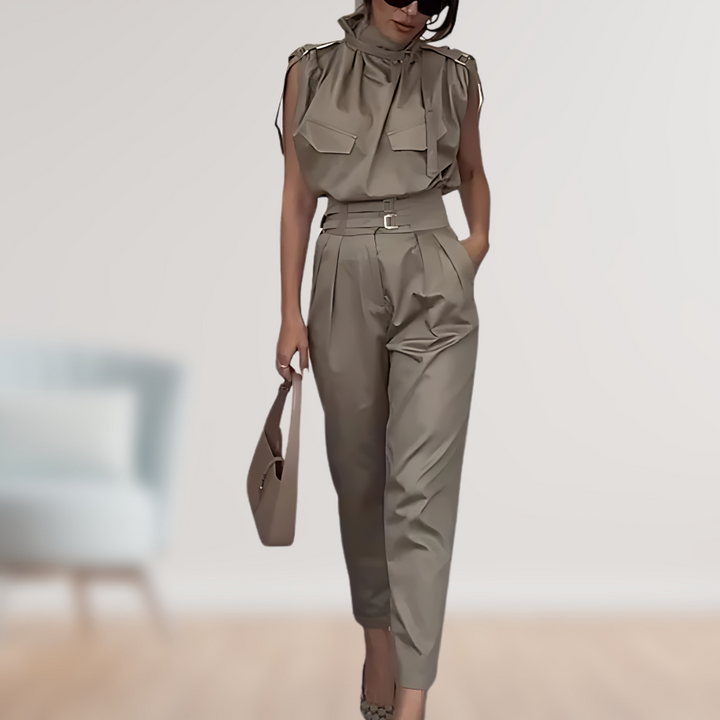 Jumpsuit – Mouwloos Met Hoge Taille & Ceintuur Vorm