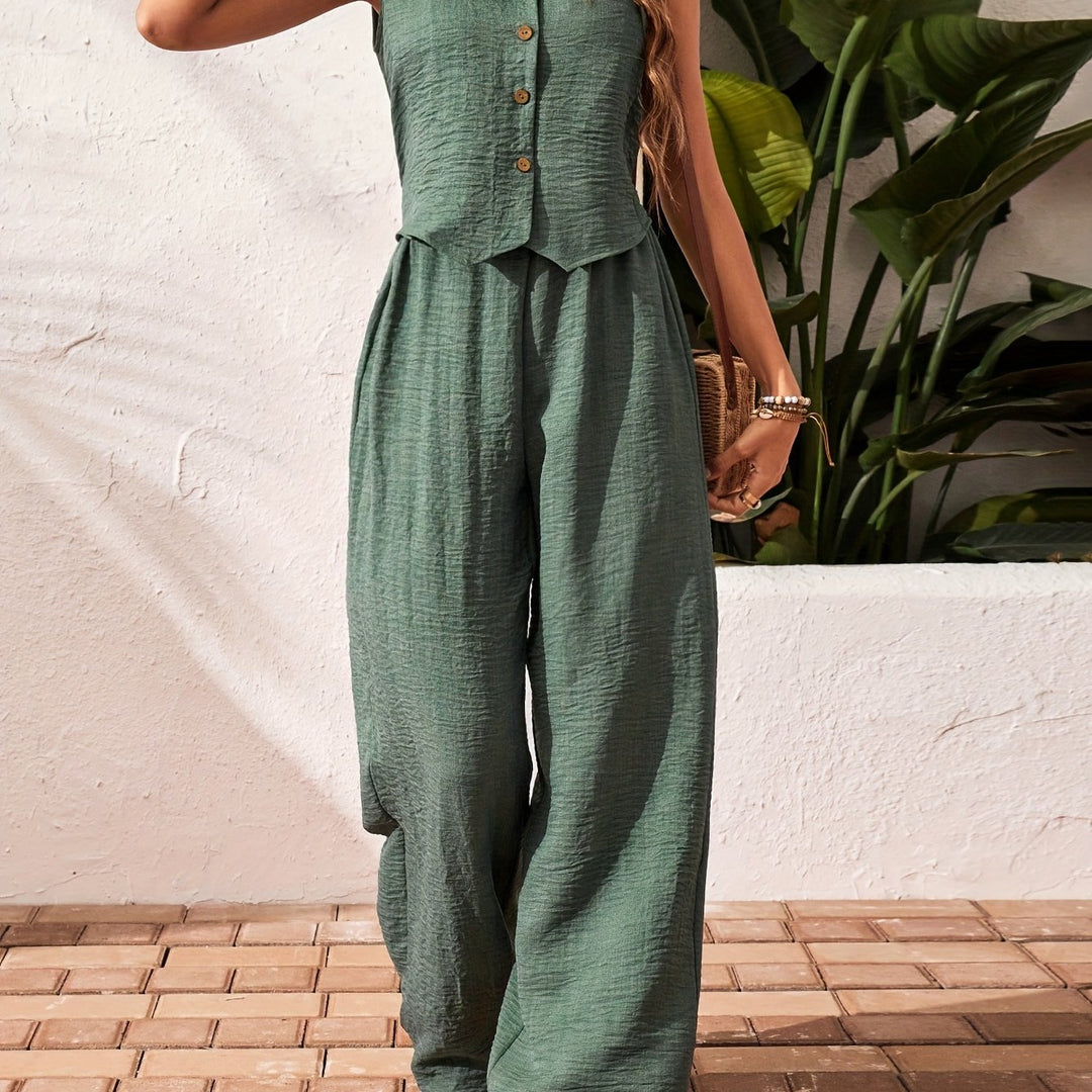 Jumpsuit – Mouwloos Ontwerp & Wijde Pijpenbroek
