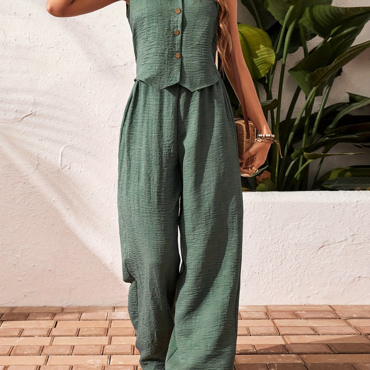 Jumpsuit – Mouwloos Ontwerp & Wijde Pijpenbroek