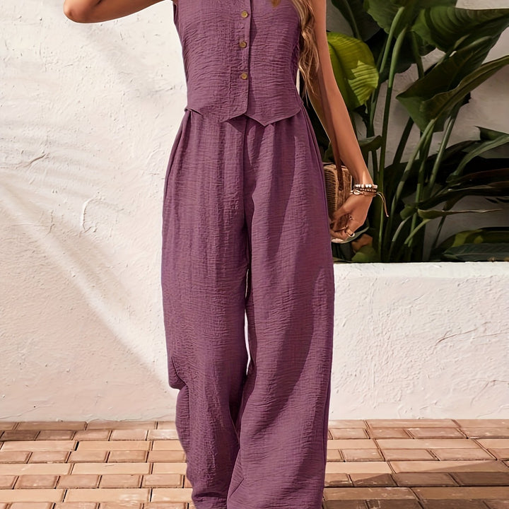 Jumpsuit – Mouwloos Ontwerp & Wijde Pijpenbroek