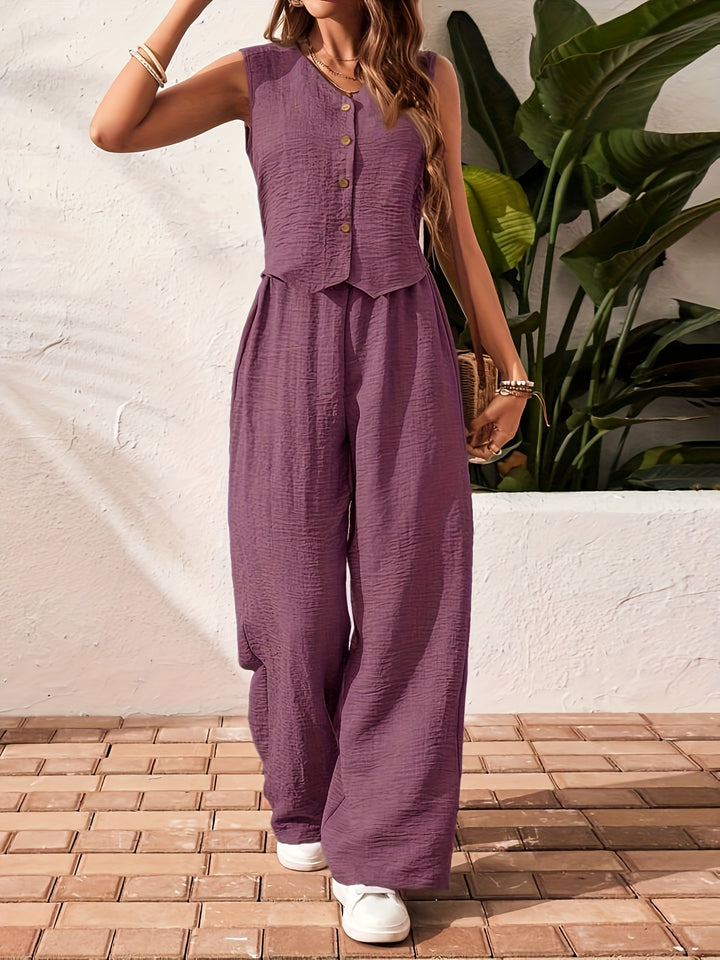 Jumpsuit – Mouwloos Ontwerp & Wijde Pijpenbroek
