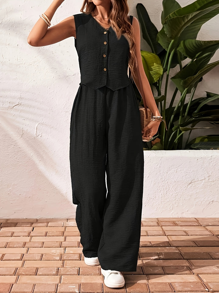 Jumpsuit – Mouwloos Ontwerp & Wijde Pijpenbroek