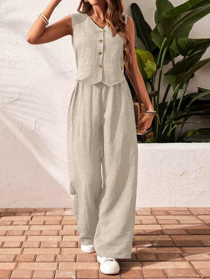 Jumpsuit – Mouwloos Ontwerp & Wijde Pijpenbroek