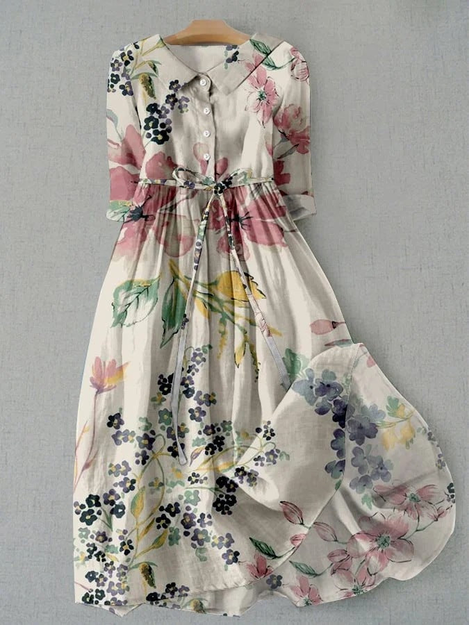 Jurk - Bloemenprint & Taillelint Detail