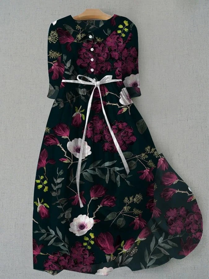 Jurk - Bloemenprint & Taillelint Detail